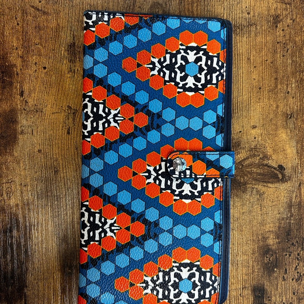 Vera Bradley Vibrant Blue and Orange Patterned Wallet